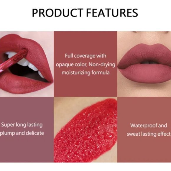 6colors Lip Gloss Set,Waterproof Lasting Lip gloss Liquid Lipstick Vegan. - Picture 4 of 6